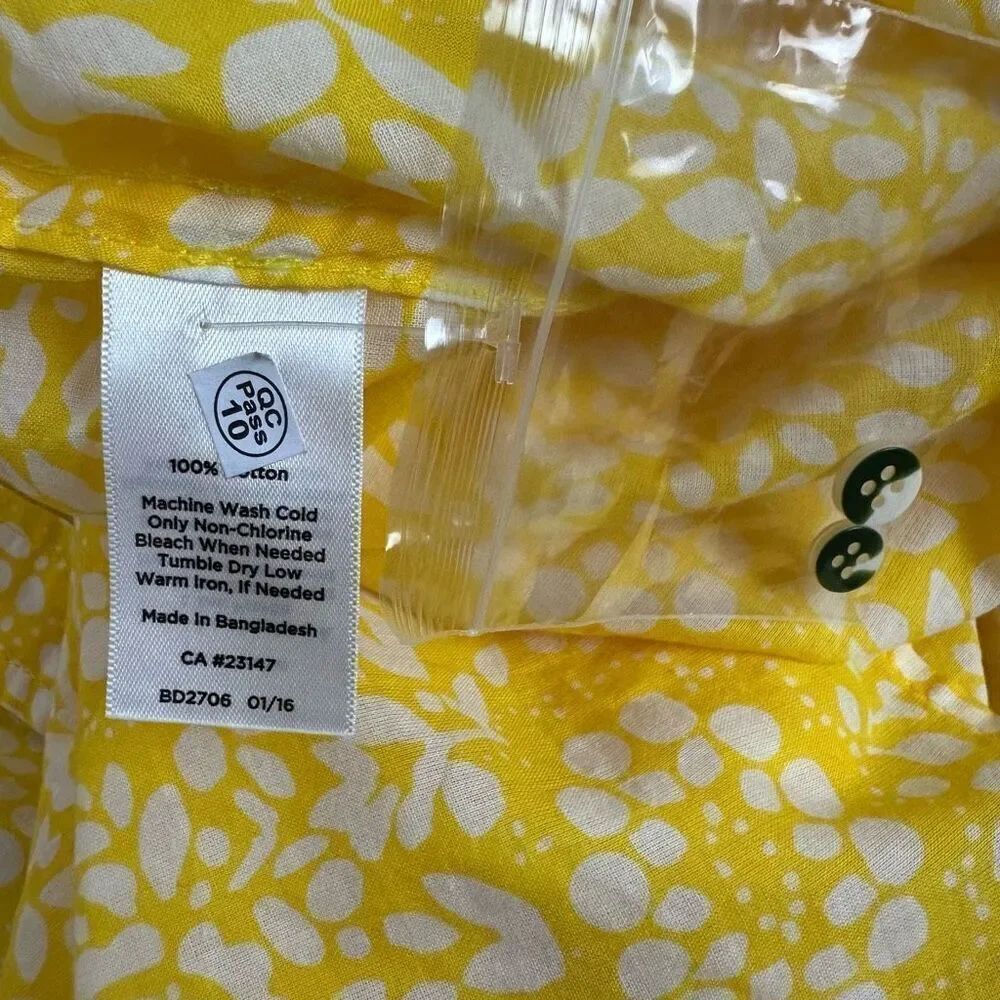 Talbots 2XP Collared Lightweight Button Front Blouse Yellow White - Picture 8 of 8